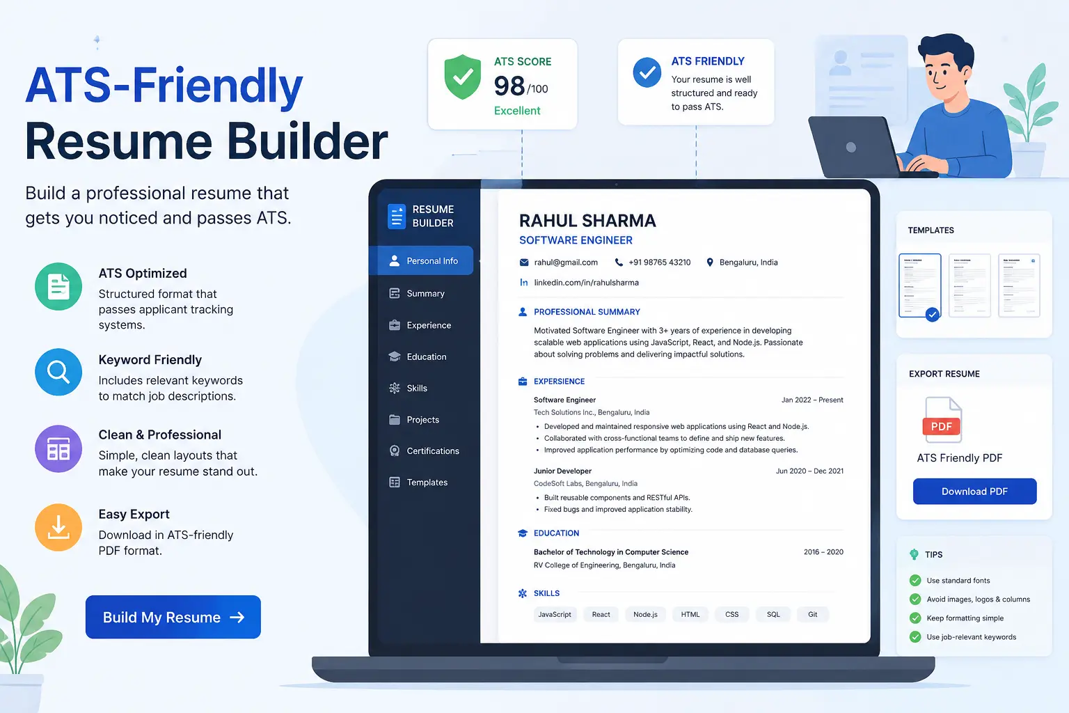 Built ATS-Friendly Resume Builder